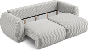 Divano grigio chiaro allungabile/con contenitore con rivestimento in velluto a coste 266 cm Kini – Makamii