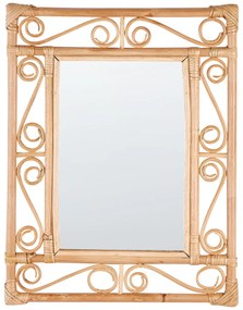 Specchio da parete rattan chiaro 41 x 52 cm ALAMEDA Beliani