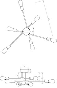 Lampadario on a pole FLAME 6xE27/60W/230V nero/cromo lucido