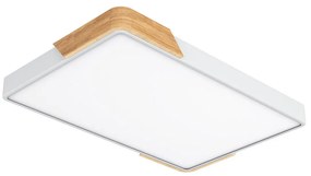 Plafoniera LED Rettangolare 30W CCT 60x40cm Legno/Bianco