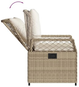 Set da pranzo da giardino 7 pz con cuscini beige in polyrattan