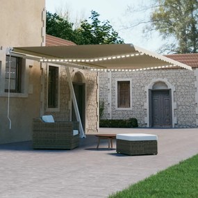 Tenda Automatica Con Sensore Vento E Led 600x300 Cm Crema /