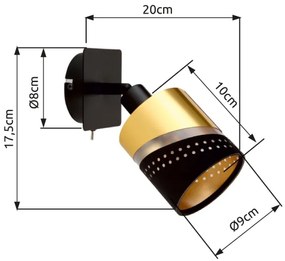 Globo 54046-1 - Faretto da parete OR 1xE14/25W/230V nero/oro