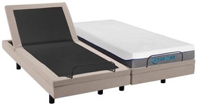 Letto relax elettrica deco + materasso memory foam 2 x 90 x 200 cm Tessuto Beige - MENASINA di YSMÉE