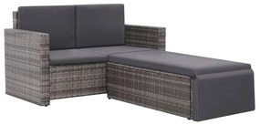 Set Divani da Giardino 2 pz con Cuscini in Polyrattan Grigio