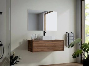 Mobile per bagno sospeso con lavabo singolo quadrato 94 cm Naturale scuro - TEANA II