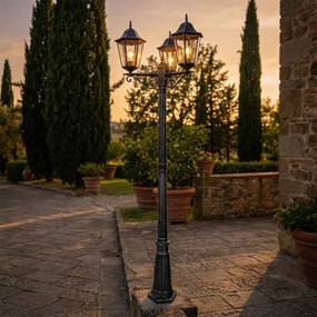 Lampione Vintage 216cm 3xE27 IP54 Spazzolato - Serie PUCCINI