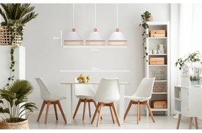 Duolla - Lampadario a sospensione con filo AVIGNON 3xE27/15W/230V bianco/rattan