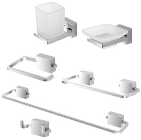 Set accessori a muro 6 pezzi in acciaio cromato e viti incluse Velvet