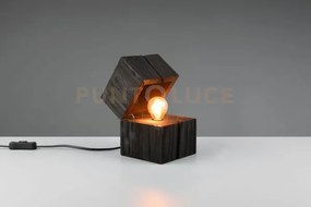 Treasure lampada da tavolo attacco e14 lampadina inclusa legno nero...