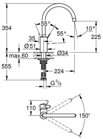 GROHE 32843002 - Miscelatore da cucina EUROSMART COSMOPOLITAN cromo lucido