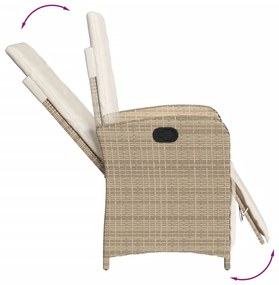 Set da pranzo da giardino 7 pz con cuscini beige in polyrattan