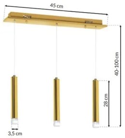 Lampadario LED su filo GOLDIE 3xLED/15W/230V dorato