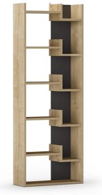 Libreria in rovere decorato in nero e naturale 60,5x162 cm Klapo - Marckeric