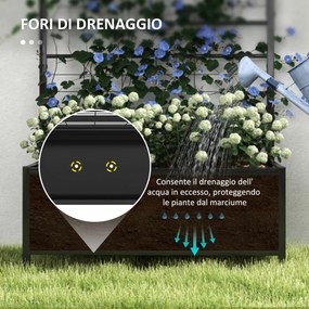 Fioriera Rettangolare con Traliccio per Piante Rampicanti 90x40x120 cm in Acciaio Zincato Nero...