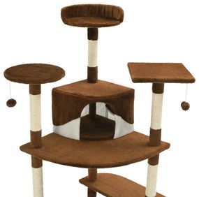 Albero per gatti e tiragraffi in sisal 203 cm marrone e bianco