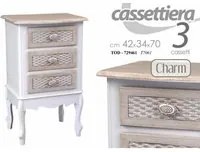 Comodino con cassetti anticato shabby bianco cm 42 x 34 x 70 h