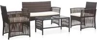 Set Divani da Giardino 4 pz con Cuscino in Polyrattan Marrone 46435