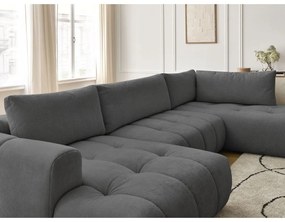 Divano angolare grigio scuro allungabile e con contenitore (penisola a destra/a U) Fuji – Bobochic Paris