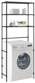 Scaffale Per Lavatrice Con 3 Ripiani Nero 69x28x169 Cm /