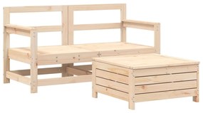 Set divani da giardino 3 pz in legno massello di pino