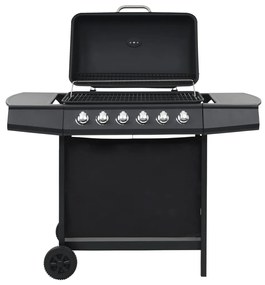 Barbecue Griglia A Gas Con 6 Fornelli Acciaio Nero /