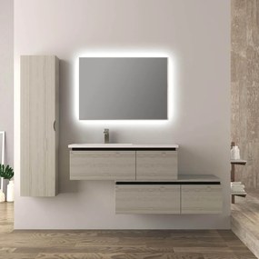 Mobile da bagno 140 cm sospeso moderno rovere sbiancato Slide