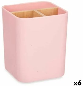 Portaspazzolini da Denti Rosa Bambù polipropilene 9 x 11 x 9 cm (6 Unità)