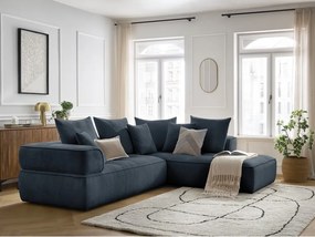 Divano angolare blu scuro (penisola a destra/a L) con rivestimento in ciniglia Whesley – Bobochic Paris