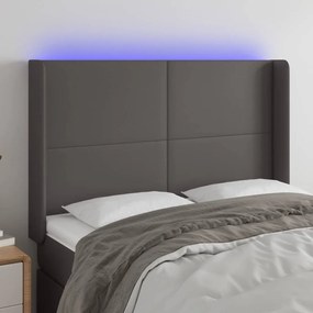 Testiera A Led Grigio 147x16x118/128cm İn Similpelle /