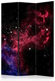 Paravento Cosmo - stelle (3 pezzi) - universo in nero e rosso