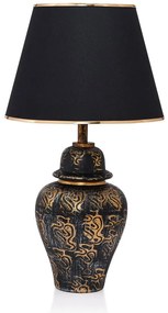Lampada da tavolo nera e dorata con paralume in tessuto (altezza totale 54 cm) Derin – Opviq lights