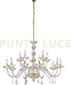 Lampadario riflesso oro 15 luci attacco e14 94x140cm decorato in cr...