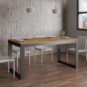 Tavolo Tecno Evolution piano Quercia Natura 90x180 Allungato 90x284 telaio Antracite