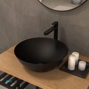 Ponsi "Musa" Lavabo D'Appoggio Tondo Diam.41 Cm Nero Opaco