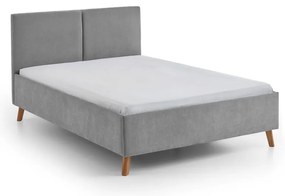 Letto matrimoniale imbottito grigio con rete inclusa 140x200 cm Piano – Meise Möbel