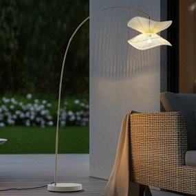 Lindby lampada da terra esterno Valdorin, beige, 199 cm, IP44 Valdorin, Crema / Ambra, Tessuto / Stoffa / Seta, Moderno
