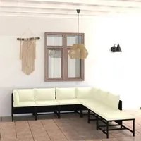 Set Divani da Giardino 7 pz con Cuscini in Polyrattan Nero cod mxl 36213