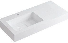 Lavabo a incasso rettangolare vasca a sinistra L 100.5 x H 15 x P 46 cm in resina bianco opaco
