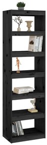 Libreria/divisorio nero 60x30x199,5 cm legno massello di pino