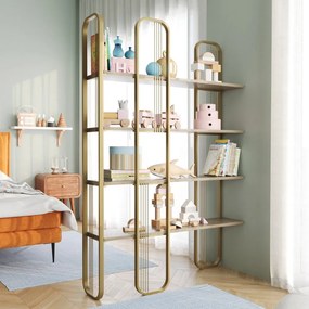 Scaffale in pino con decorazioni in oro 125x180 cm Sierra - Kalune Design