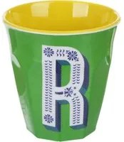 Bicchiere melammina verde lettera R 280 ml Maiolika