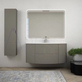 Mobile da bagno sospeso 120 cm Nairobi Grigio talpa opaco con specchio led e colonna da 140 cm