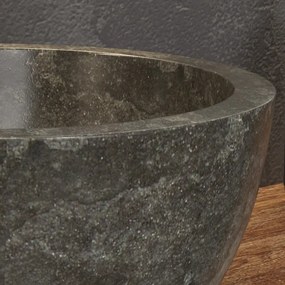 Lavabo bagno da appoggio in marmo grigio 40cm | Litos-LG40 - KAMALU