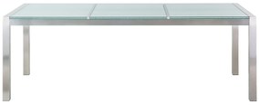 Tavolo da pranzo acciaio e vetro argento 220 x 100 cm GROSSETO Beliani