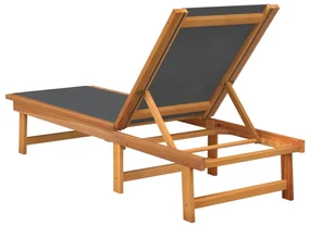 Lettini prendisole 2 pz neri legno massello acacia e textilene