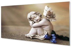 Pannello paraschizzi cucina Angelo assonnato con fiori 100x50 cm