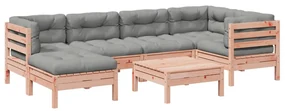 Set divani giardino 7 pz cuscini legno massello abete douglas