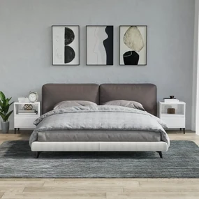 Comodini 2 Pz İn Bianco Lucido 40x35x50 Cm /