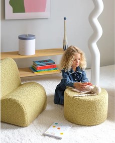 Pouf per bambini verde con rivestimento in bouclé – Wigiwama